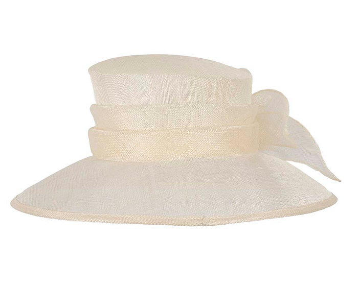 Fascinators Online - Wide brim cream sinamay fashion hat by Max Alexander