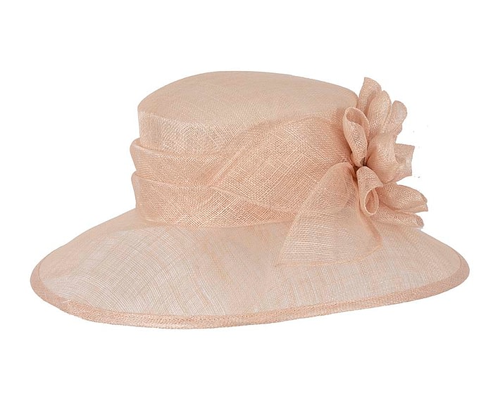 Fascinators Online - Wide brim nude sinamay fashion hat by Max Alexander
