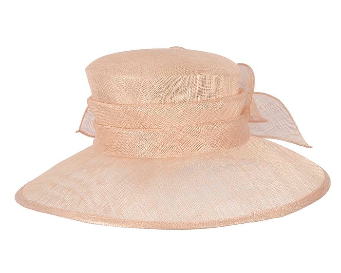 Fascinators Online - Wide brim nude sinamay fashion hat by Max Alexander