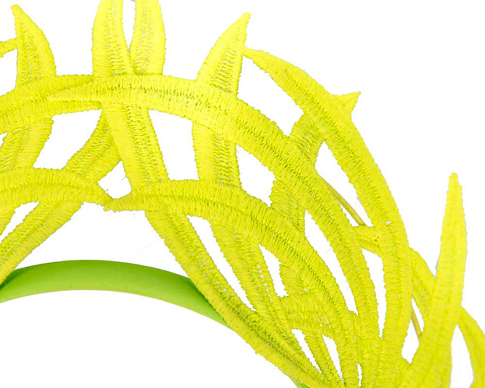 Fascinators Online - Fluro lime lace crown by Max Alexander