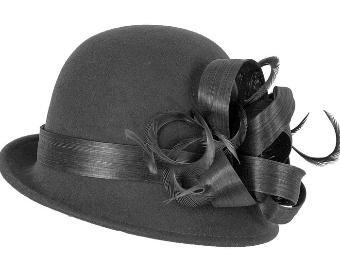 Fascinators Online - Black winter fashion hat by Fillies Collection