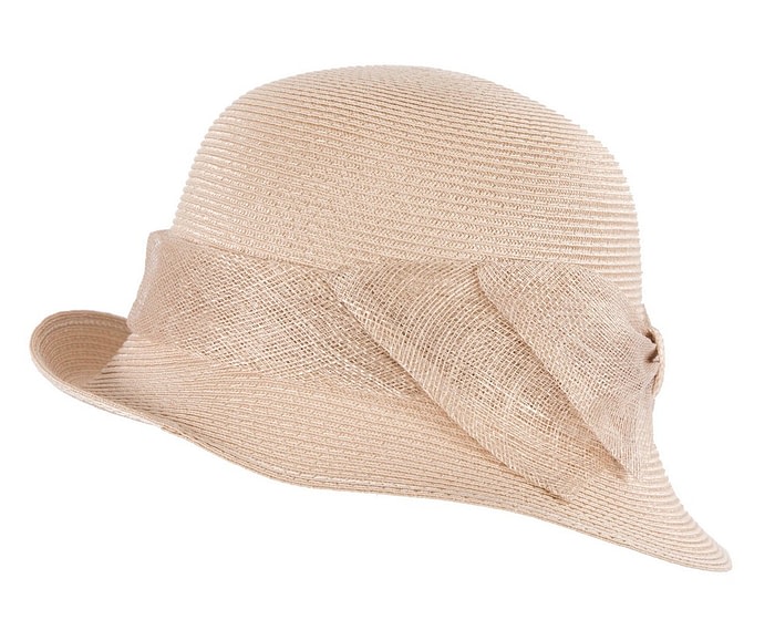 Fascinators Online - Beige cloche hat with bow by Max Alexander