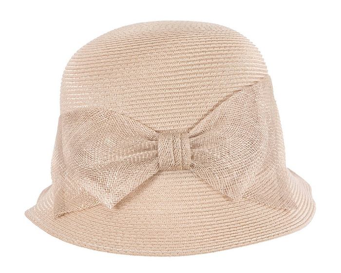 Fascinators Online - Beige cloche hat with bow by Max Alexander