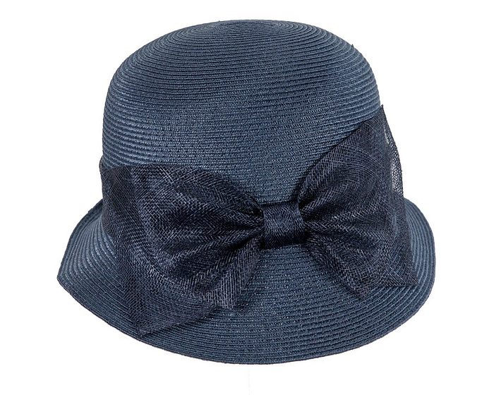 Fascinators Online - Navy cloche hat with bow by Max Alexander