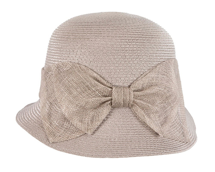 Fascinators Online - Silver cloche hat with bow by Max Alexander