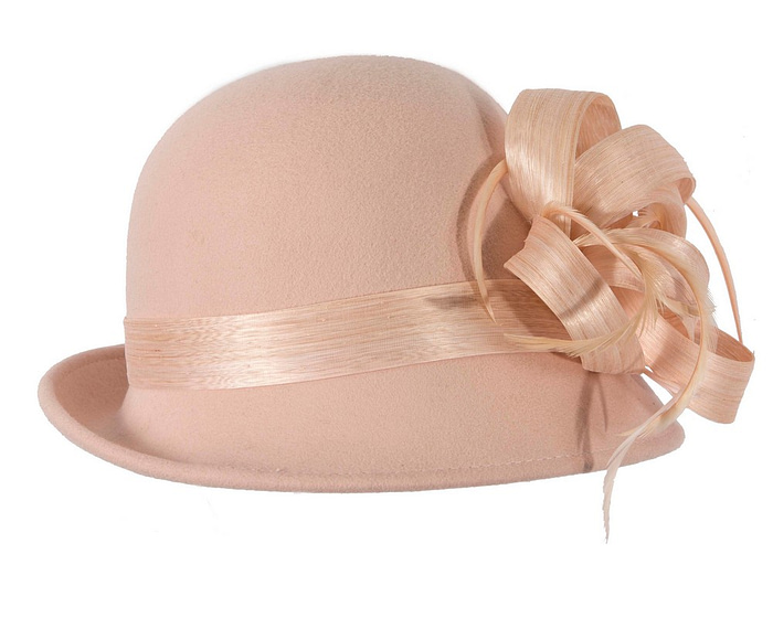 Fascinators Online - Nude winter fashion hat by Fillies Collection