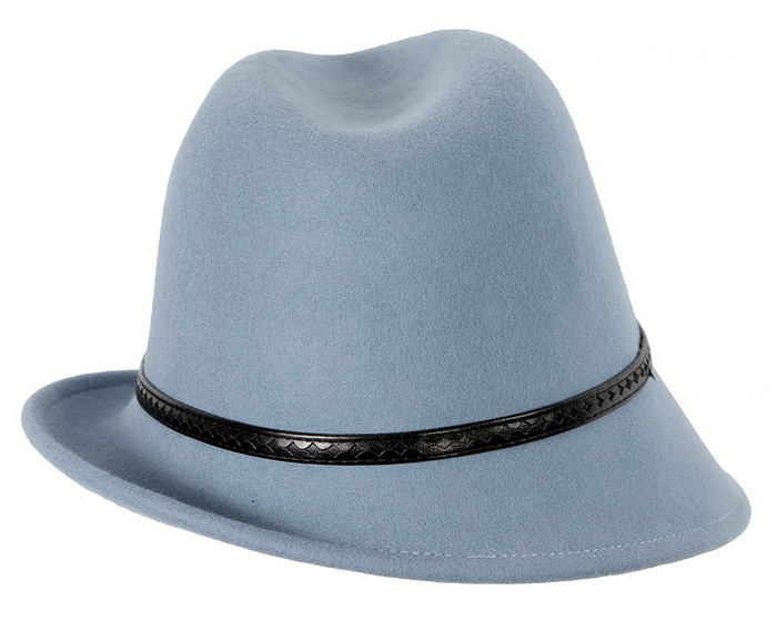 Fascinators Online - Light blue ladies felt fedora hat by Max Alexander