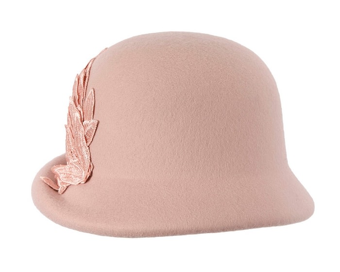 Fascinators Online - Pink winter cloche hat by Max Alexander