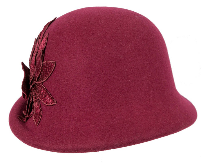 Fascinators Online - Burgundy winter cloche hat by Max Alexander