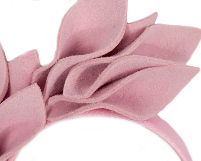 Fascinators Online - Pink felt winter flower fascinator by Max Alexander