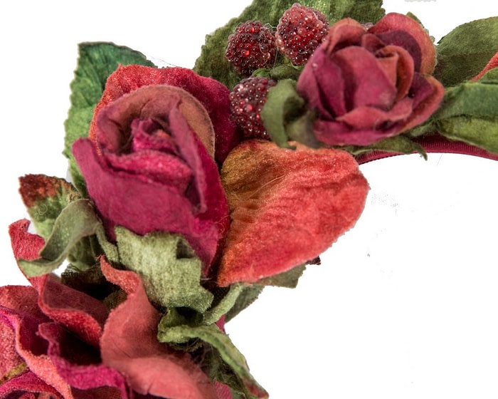 Fascinators Online - Burgundy vintage flower headband by Max Alexander