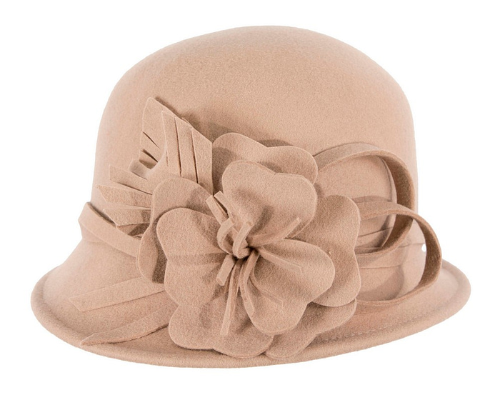 Fascinators Online - Beige winter fashion cloche hat by Max Alexander
