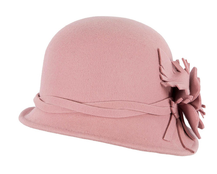 Fascinators Online - Pink winter fashion cloche hat by Max Alexander