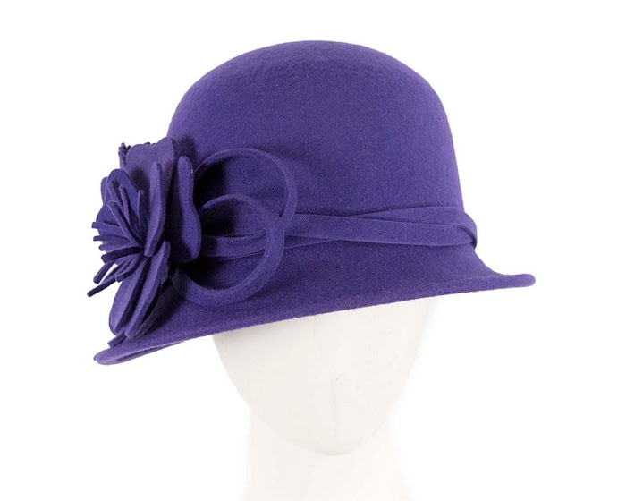 Fascinators Online - Purple winter fashion cloche hat by Max Alexander