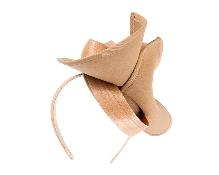 Fascinators Online - Felt beige twist with bow by Fillies Collection