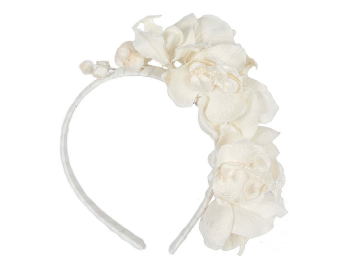 Fascinators Online - Cream orchid flower headband by Max Alexander