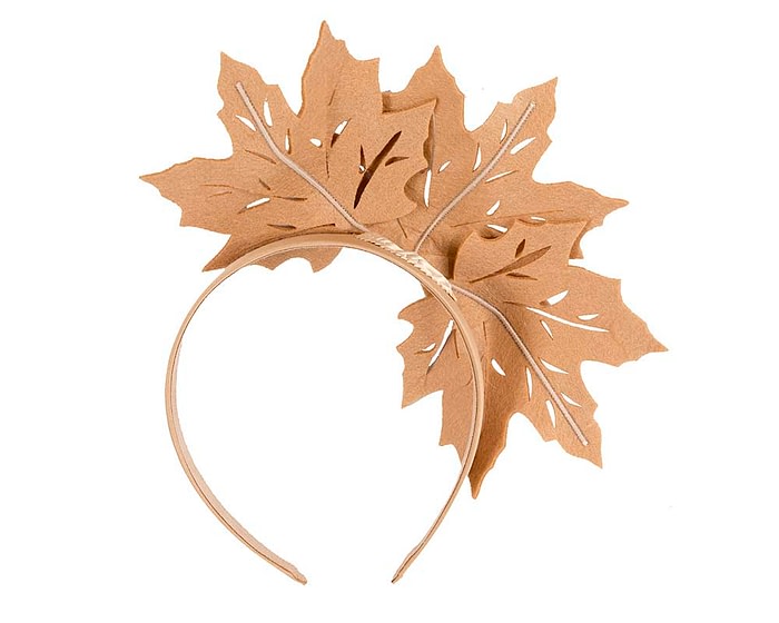 Fascinators Online - Beige Laser Cut felt Maple Leaves on a Headband