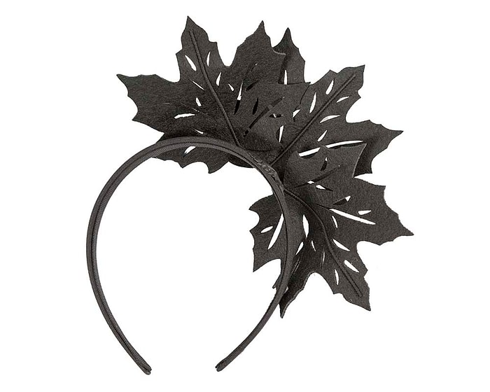 Fascinators Online - Black Laser Cut felt Maple Leaves on a Headband