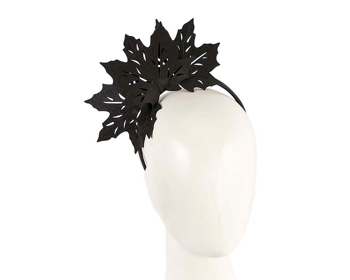 Fascinators Online - Black Laser Cut felt Maple Leaves on a Headband