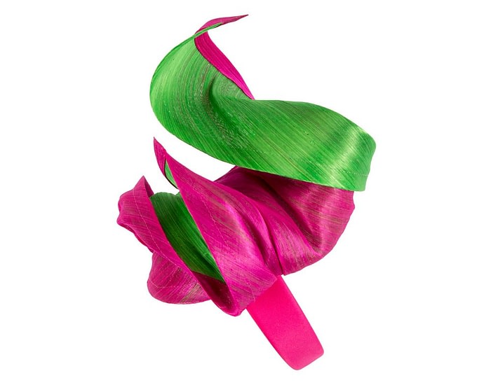Fascinators Online - Bespoke fuchsia & lime racing fascinator by Fillies Collection