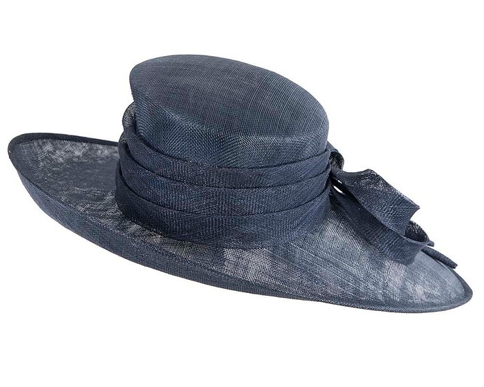 Fascinators Online - Exclusive navy sinamay hat by Max Alexander
