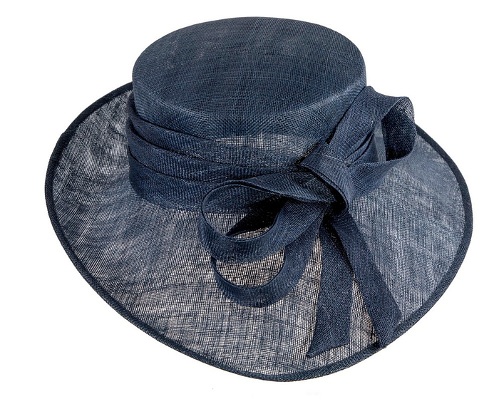 Fascinators Online - Exclusive navy sinamay hat by Max Alexander