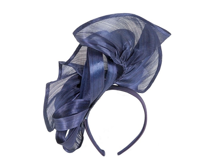 Fascinators Online - Navy sculptured silk abaca fascinator by Fillies Collection
