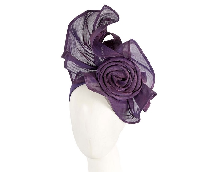 Fascinators Online - Purple sculptured silk abaca fascinator by Fillies Collection