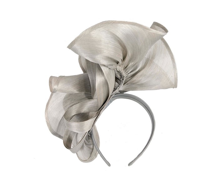 Fascinators Online - Silver sculptured silk abaca fascinator by Fillies Collection