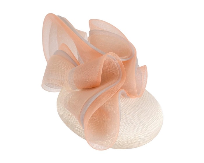 Fascinators Online - Cream & nude pillbox racing fascinator with wave by Fillies Collection