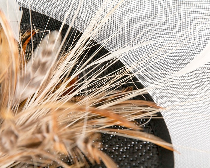 Fascinators Online - Tall black fascinator with feathers by Fillies Collection