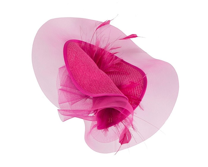 Fascinators Online - Tall fuchsia fascinator with feathers by Fillies Collection