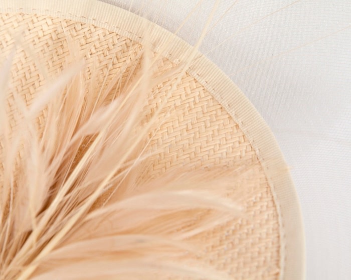 Fascinators Online - Tall nude fascinator with feathers by Fillies Collection