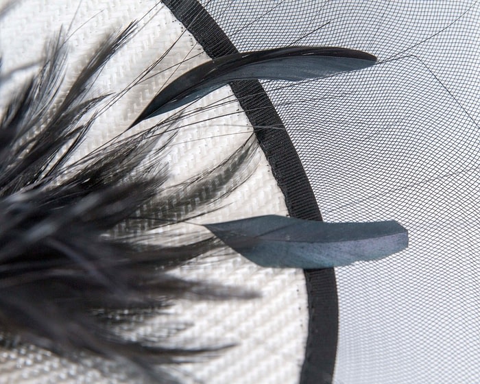 Fascinators Online - Tall white & black fascinator with feathers by Fillies Collection