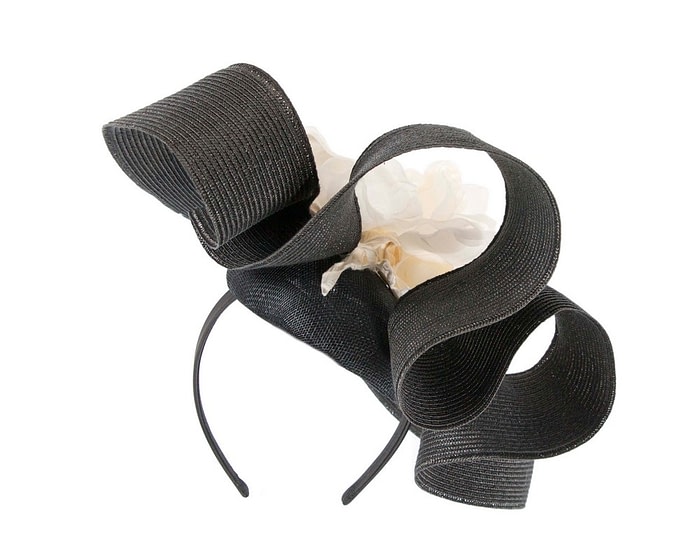 Fascinators Online - Large black & cream fascinator by Fillies Collection