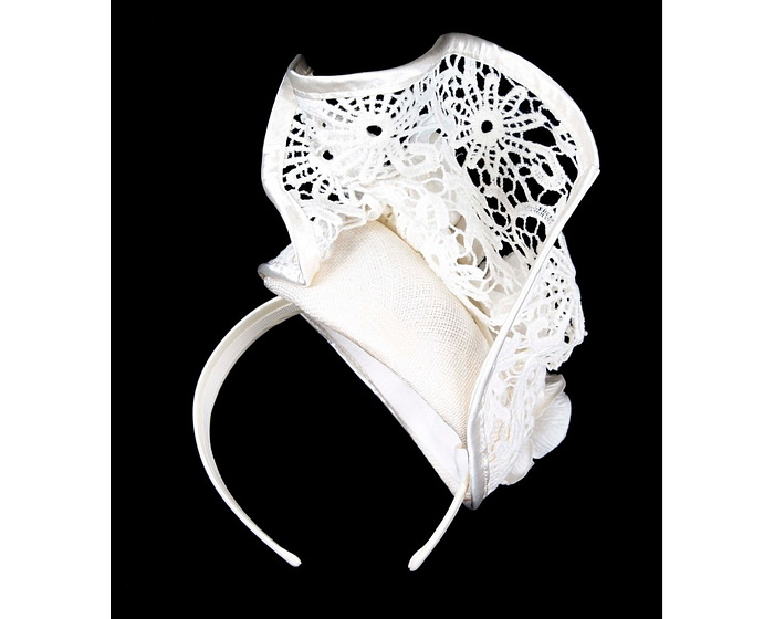 Fascinators Online - Cream lace pillbox fascinator by Fillies Collection
