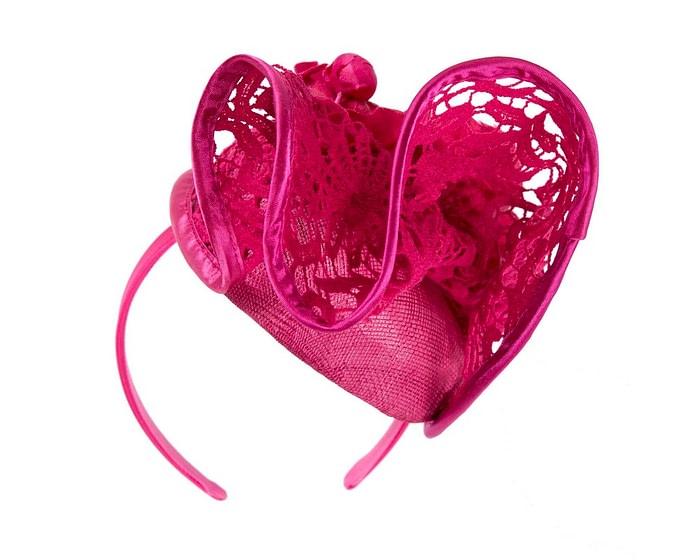 Fascinators Online - Fuchsia lace pillbox fascinator by Fillies Collection