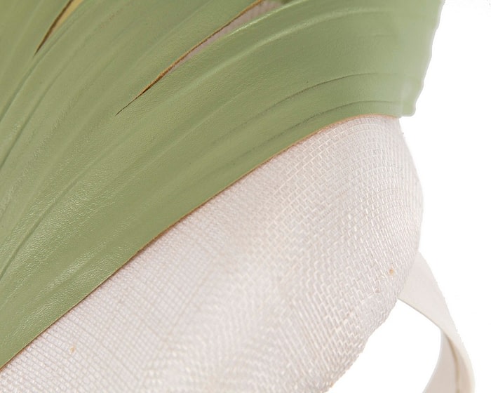 Fascinators Online - Bespoke white & green racing fascinator by Fillies Collection