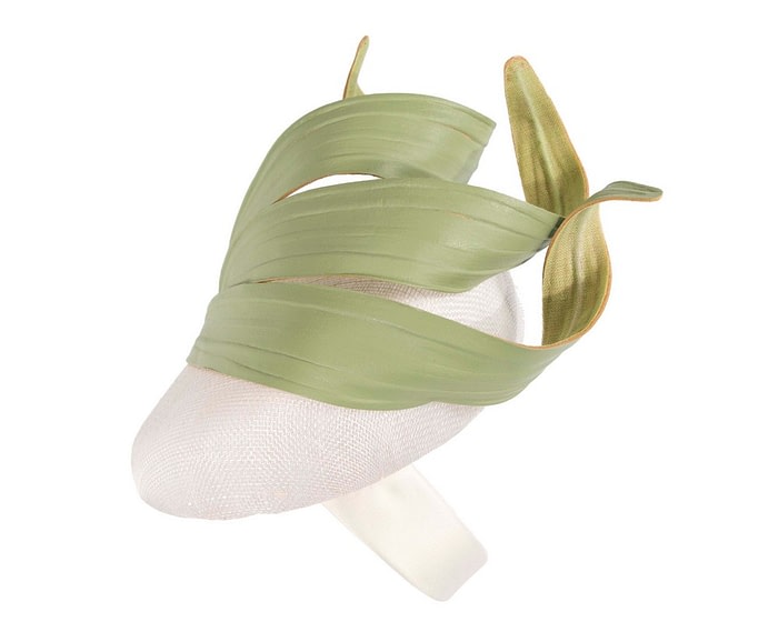 Fascinators Online - Bespoke white & green racing fascinator by Fillies Collection