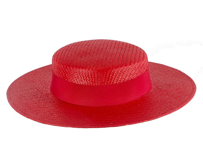 Fascinators Online - Red boater hat by Max Alexander