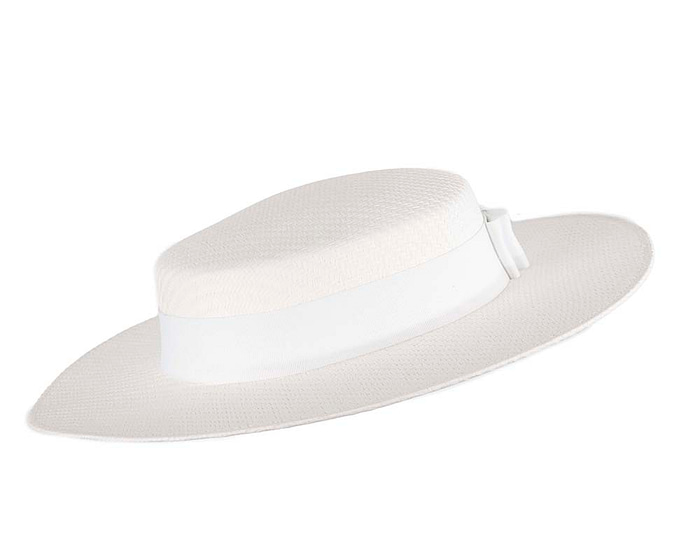 Fascinators Online - White boater hat by Max Alexander