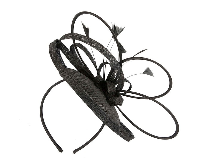 Fascinators Online - Black racing fascinator with feathers by Max Alexander