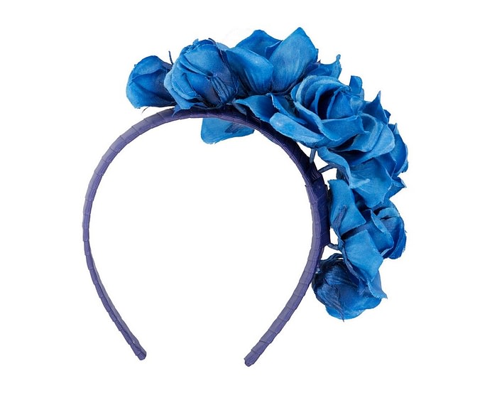 Fascinators Online - Royal blue flower headband fascinator by Max Alexander