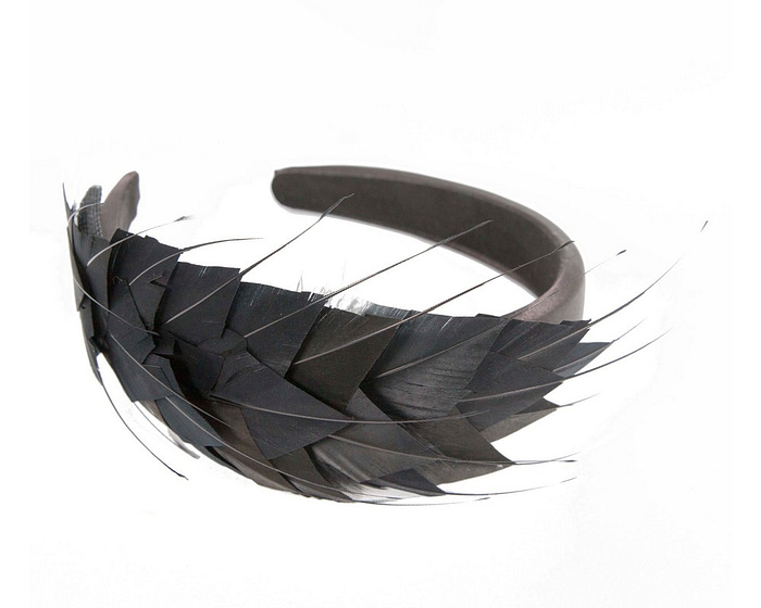 Fascinators Online - Black feather headband by Max Alexander