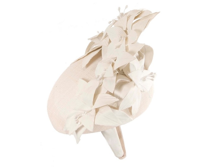 Fascinators Online - Cream leather flower pillbox fascinator by Fillies Collection
