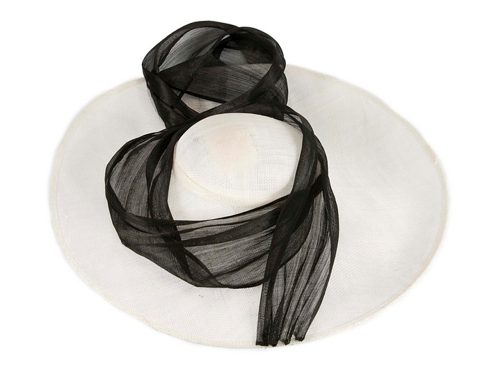 Fascinators Online - Large white & black sinamay fascinator hat by Fillies Collection