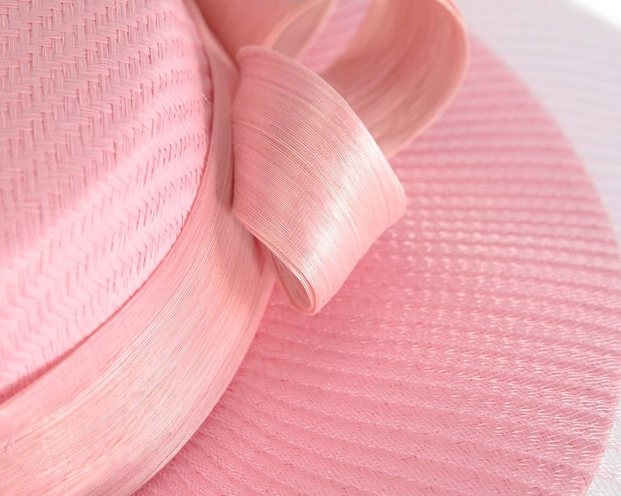 Fascinators Online - Pink wide brim boater hat by Fillies Collection