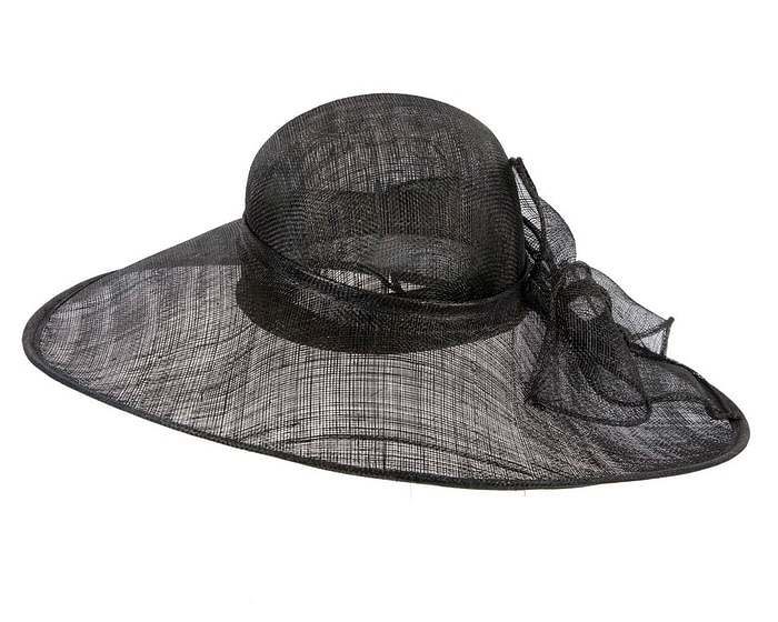 Fascinators Online - Large black fashion hat by Max Alexander