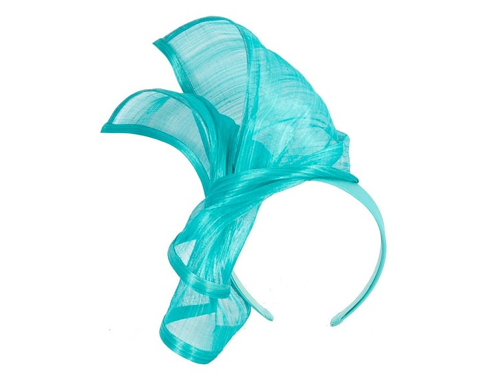 Fascinators Online - Aqua twists of silk abaca fascinator by Fillies Collection
