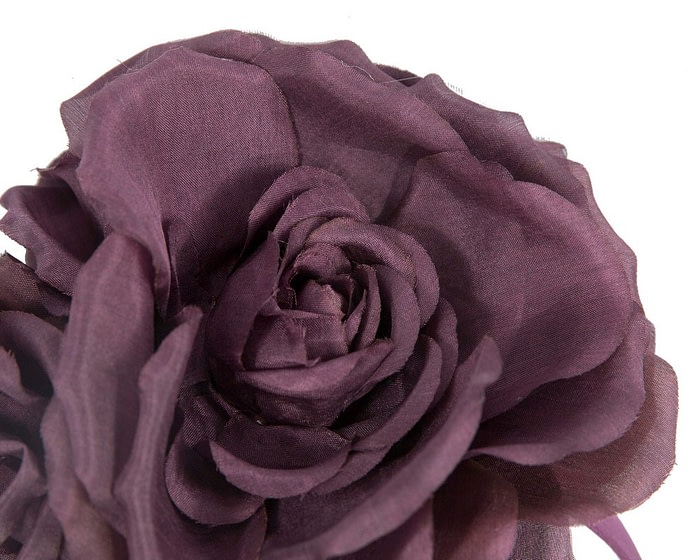 Fascinators Online - Eggplant purple flower headband fascinator